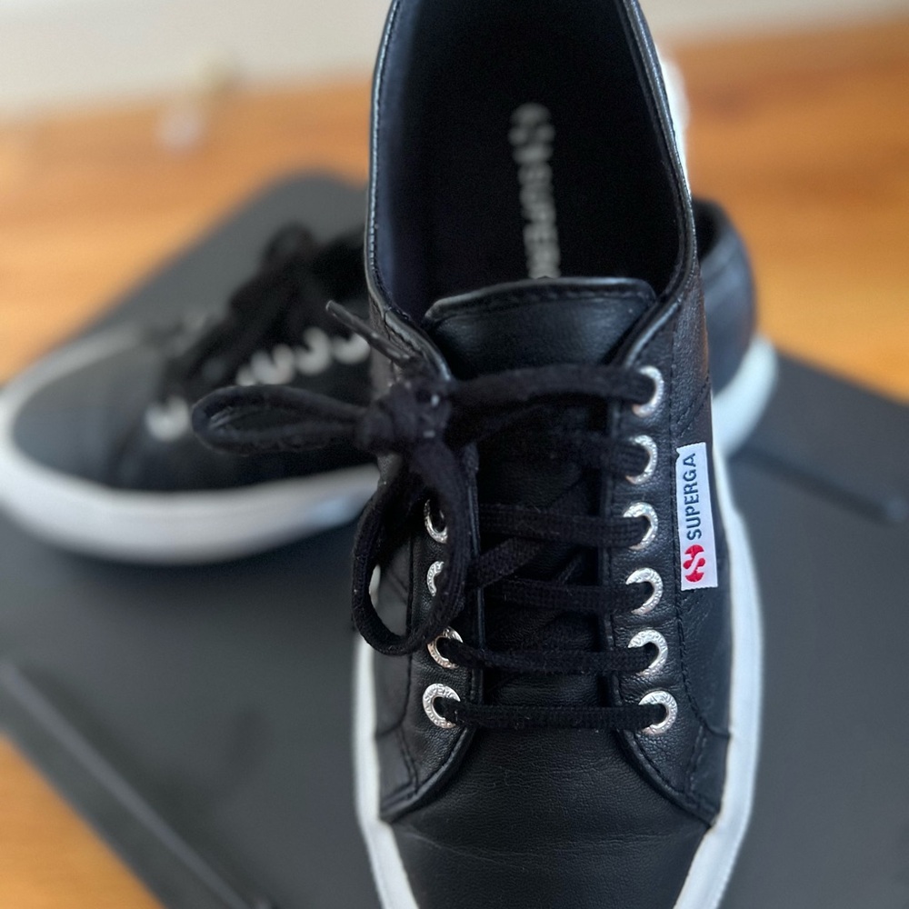Superga Classic Black Lace-Up Shoes